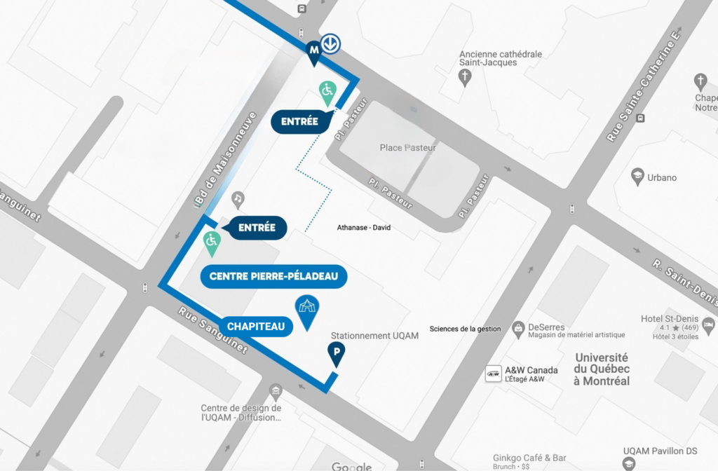 Plan pour accéder au Centre Pierre Péladeau