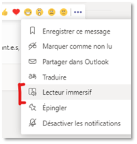 Capture d'écran du menu de sélection du lecteur immersif 